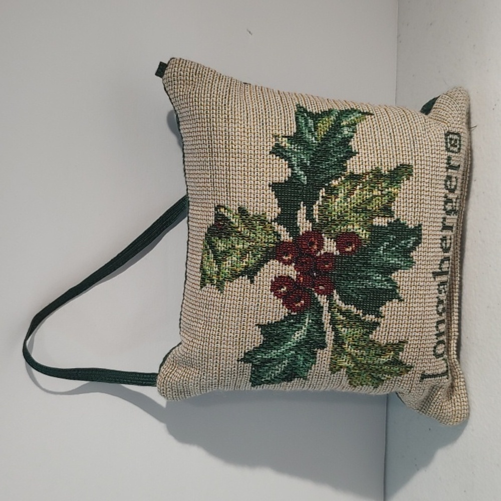 Holly And Berries Tapestry Hanging Pillow, Door Knob Pillow Longaberger